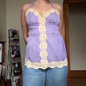 Betsey Johnson Purple and Cream Camisole